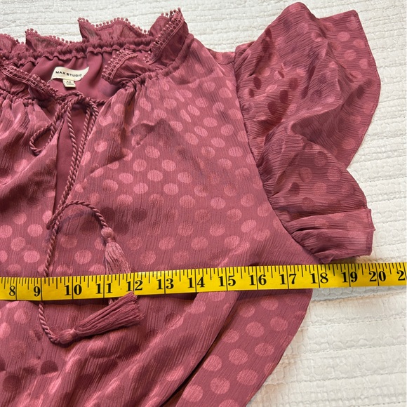 Max Studio Mauve Polka Dot Midi Dress Women’s Size M - Picture 5 of 6